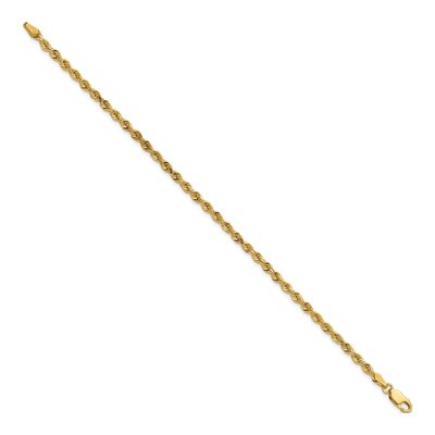 14K Yellow Gold 3mm Diamond-Cut Rope Chain Bracelet – view 3