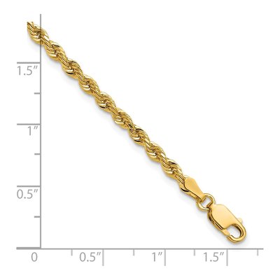 14K Yellow Gold 3mm Diamond-Cut Rope Chain Bracelet – view 6