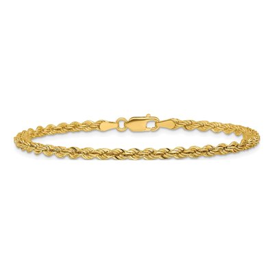 14K Yellow Gold 3mm Handmade Diamond-Cut Rope Chain Bracelet – view 5