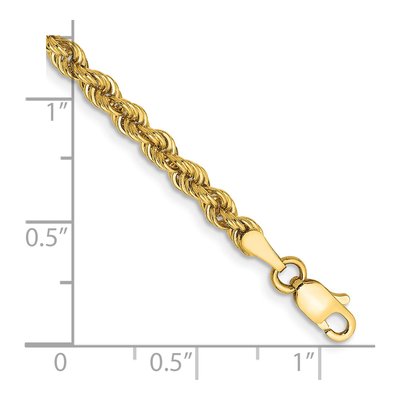 14K Yellow Gold 3mm Handmade Rope Chain Bracelet – view 3