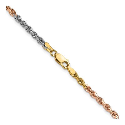 14K Tri-Color Diamond-Cut Rope Chain, 24 in – view 5