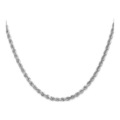 14K White Gold 3mm Handmade Diamond-Cut Rope Chain – view 3