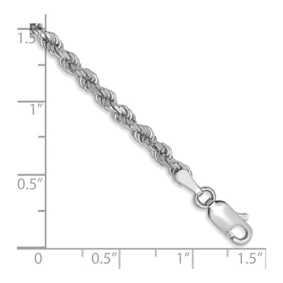14K White Gold 3mm Handmade Diamond-Cut Rope Chain Bracelet – view 3