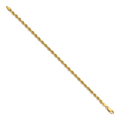 14K Yellow Gold 3.25mm Diamond-Cut Rope Chain Bracelet – view 3