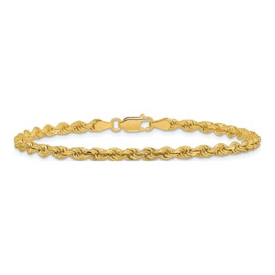 14K Yellow Gold 3.25mm Diamond-Cut Rope Chain Bracelet – view 5