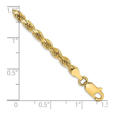 14K Yellow Gold 3.5mm Handmade Diamond-Cut Rope Chain Bracelet – view 3