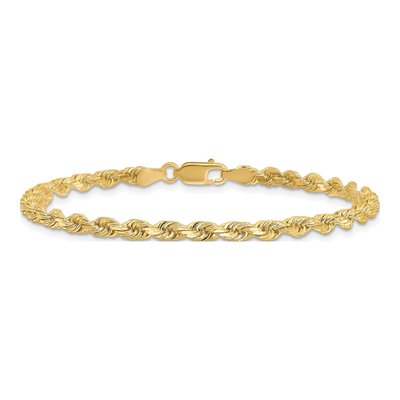 14K Yellow Gold 3.5mm Handmade Diamond-Cut Rope Chain Bracelet – view 4