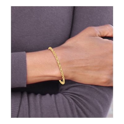 14K Yellow Gold 3.5mm Handmade Diamond-Cut Rope Chain Bracelet – view 5