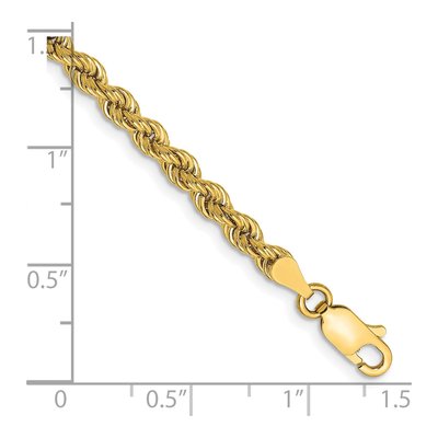 14K Yellow Gold 3.65mm Handmade 9-inch Rope Chain Bracelet – view 3