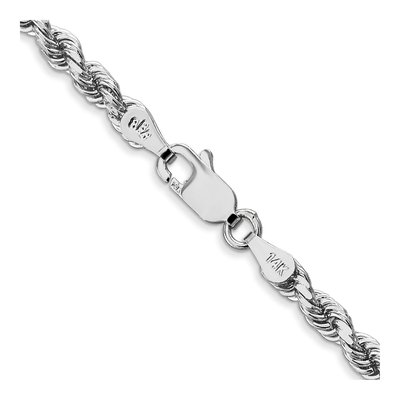 14K White Gold 3.5mm Handmade Diamond-Cut Rope Chain – view 5