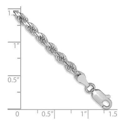14K White Gold 3.5mm Handmade Diamond-Cut Rope Chain Bracelet – view 3