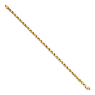 14K Yellow Gold 3.75mm Diamond-Cut Rope Chain Bracelet – view 3