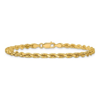 14K Yellow Gold 3.75mm Diamond-Cut Rope Chain Bracelet – view 5