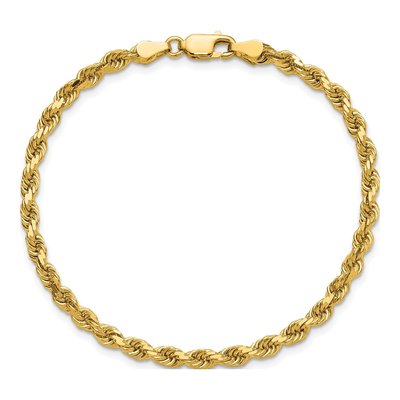 14K Yellow Gold 3.75mm Diamond-Cut Rope Chain Bracelet – view 6