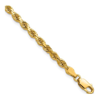 14K Yellow Gold 3.75mm Diamond-Cut Rope Chain Bracelet