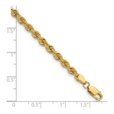 14K Yellow Gold 3.8mm Solid Rope Chain Bracelet – view 3
