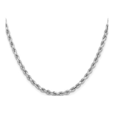 14K White Gold 3.75mm Diamond-Cut Rope Chain, 20 in – view 4