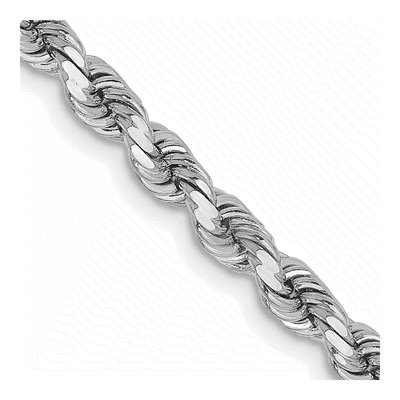 14K White Gold 3.75mm Diamond-Cut Rope Chain