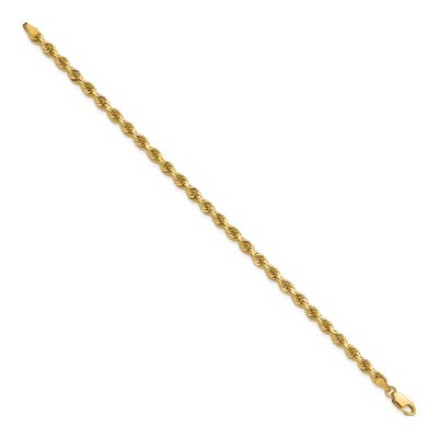 14K Yellow Gold 4mm Handmade Diamond-Cut Rope Chain Bracelet – view 3