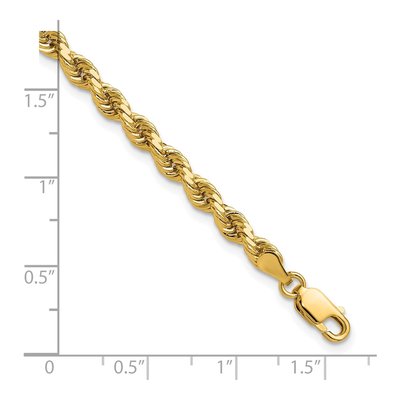 14K Yellow Gold 4mm Handmade Diamond-Cut Rope Chain Bracelet – view 4
