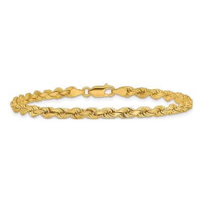 14K Yellow Gold 4mm Handmade Diamond-Cut Rope Chain Bracelet – view 5