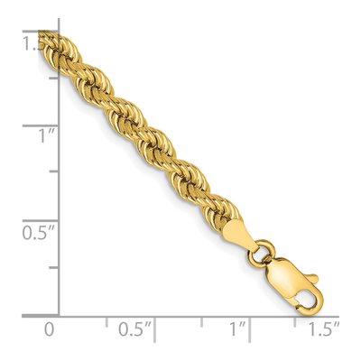14K Yellow Gold 4mm Handmade Rope Chain Bracelet – view 3