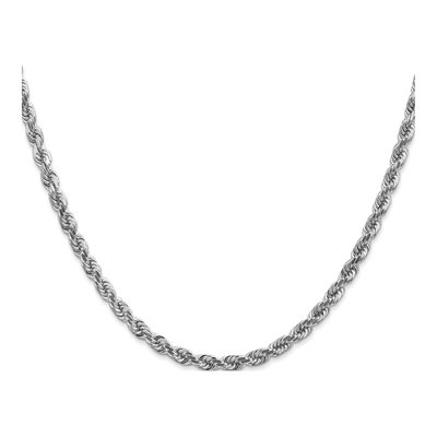 14K White Gold 4mm Handmade Diamond-Cut Rope Chain – view 4