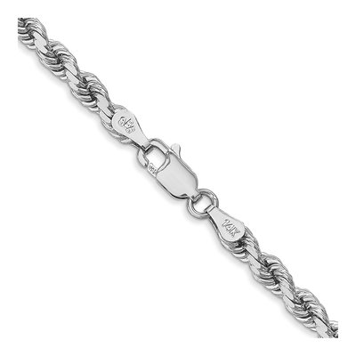 14K White Gold 4mm Handmade Diamond-Cut Rope Chain – view 5
