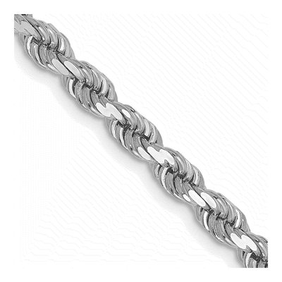 14K White Gold 4mm Handmade Diamond-Cut Rope Chain