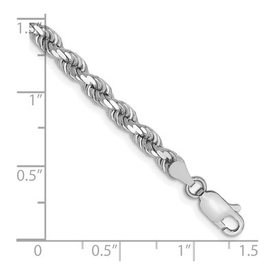 14K White Gold 4mm Handmade Diamond-Cut Rope Chain Bracelet – view 3