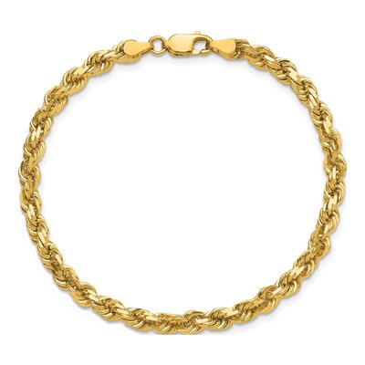 14K Yellow Gold 4.25mm Diamond-Cut Rope Chain Bracelet – view 6