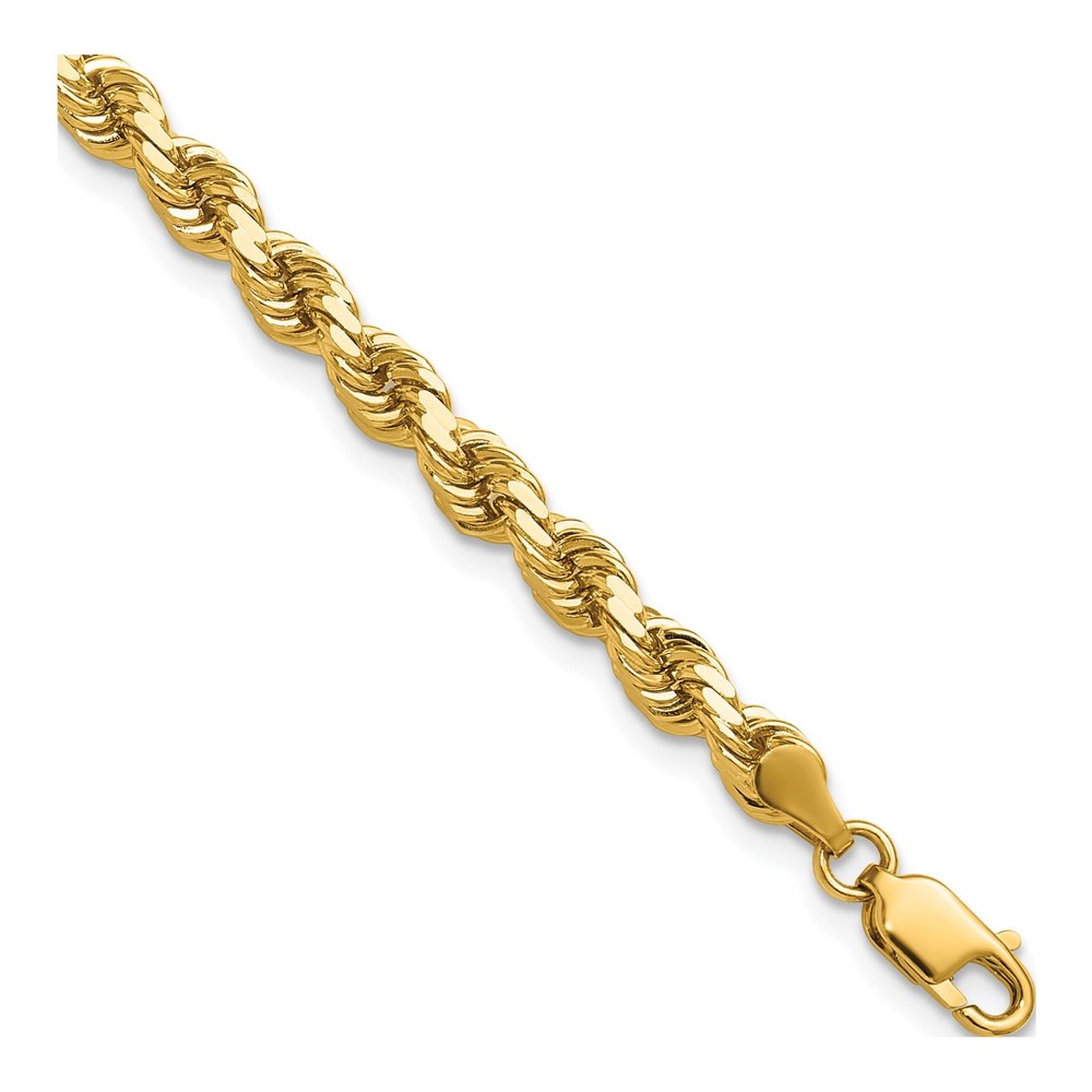 14K 8.5 Inch 4.25mm Diamond-Cut Rope Chain Bracelet