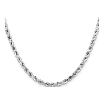 14K White Gold 4.25mm Diamond-Cut Rope Chain – view 4
