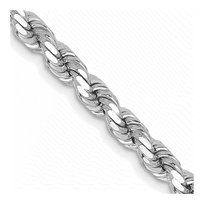 14K White Gold 4.25mm Diamond-Cut Rope Chain