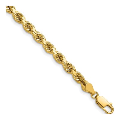 14K Yellow Gold 4.5mm Handmade Diamond-Cut Rope Chain