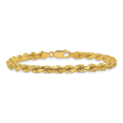 14K Yellow Gold 4.5mm Handmade Diamond-Cut Rope Chain Bracelet – view 5
