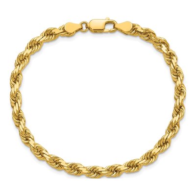 14K Yellow Gold 4.5mm Handmade Diamond-Cut Rope Chain Bracelet – view 6