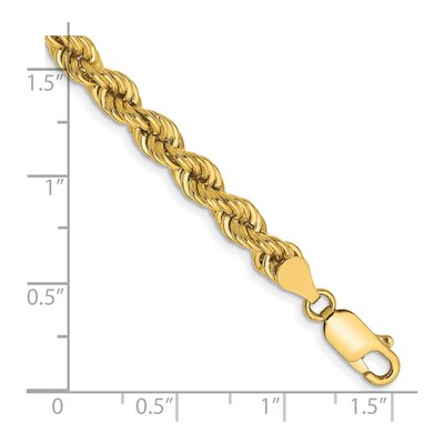 14K Yellow Gold 5mm Handmade Rope Chain Bracelet – view 3