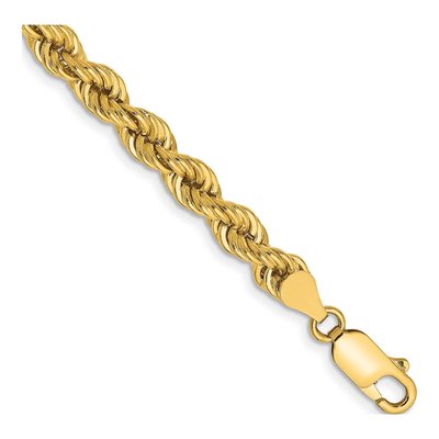 14K Yellow Gold 5mm Handmade Rope Chain Bracelet