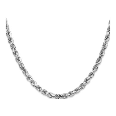 14K White Gold 4.5mm Diamond-Cut Rope Chain, 30in – view 4