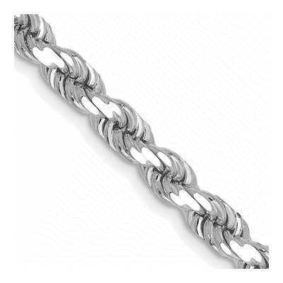 14K White Gold 4.5mm Handmade Diamond-Cut Rope Chain