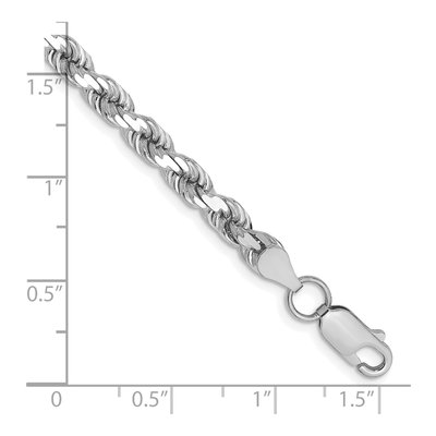 14K White Gold 4.5mm Handmade Diamond-Cut Rope Chain Bracelet – view 3