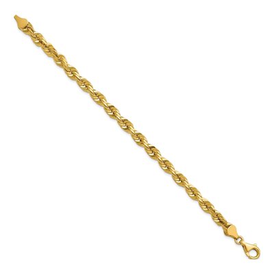 14K Yellow Gold 5.5mm Handmade Diamond-Cut Or Rope Chain Bracelet – view 3