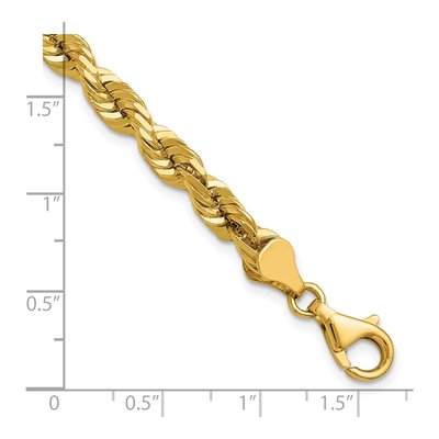 14K Yellow Gold 5.5mm Handmade Diamond-Cut Or Rope Chain Bracelet – view 4