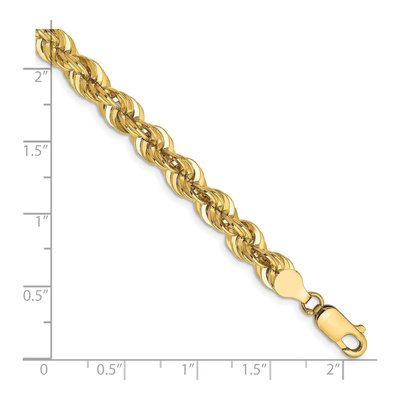 14K Yellow Gold 6mm Handmade Or Rope Chain Bracelet – view 3
