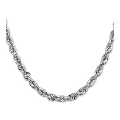 14K White Gold 5.5mm Handmade Diamond-Cut Rope Chain – view 2