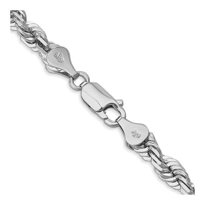 14K White Gold 5.5mm Handmade Diamond-Cut Rope Chain – view 3