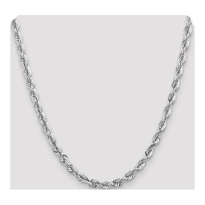 14K White Gold 5.5mm Handmade Diamond-Cut Rope Chain – view 4