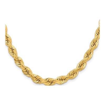 14K Yellow Gold 6.5mm Diamond-Cut Rope Chain – view 3
