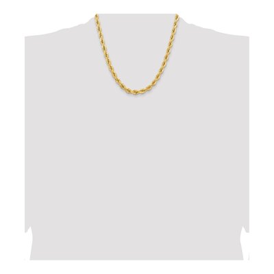 14K Yellow Gold 6.5mm Diamond-Cut Rope Chain – view 6